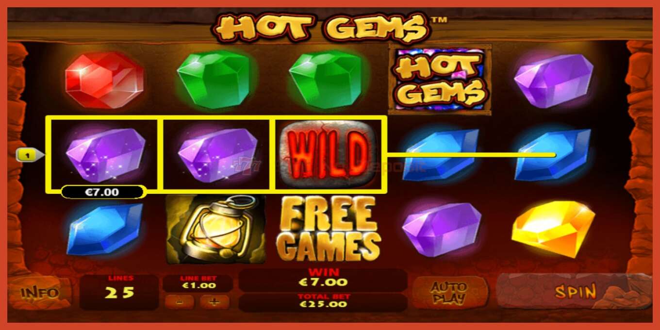 Pamja e ekranit të slotit: Hot Gems pa depozitë, numri - 2