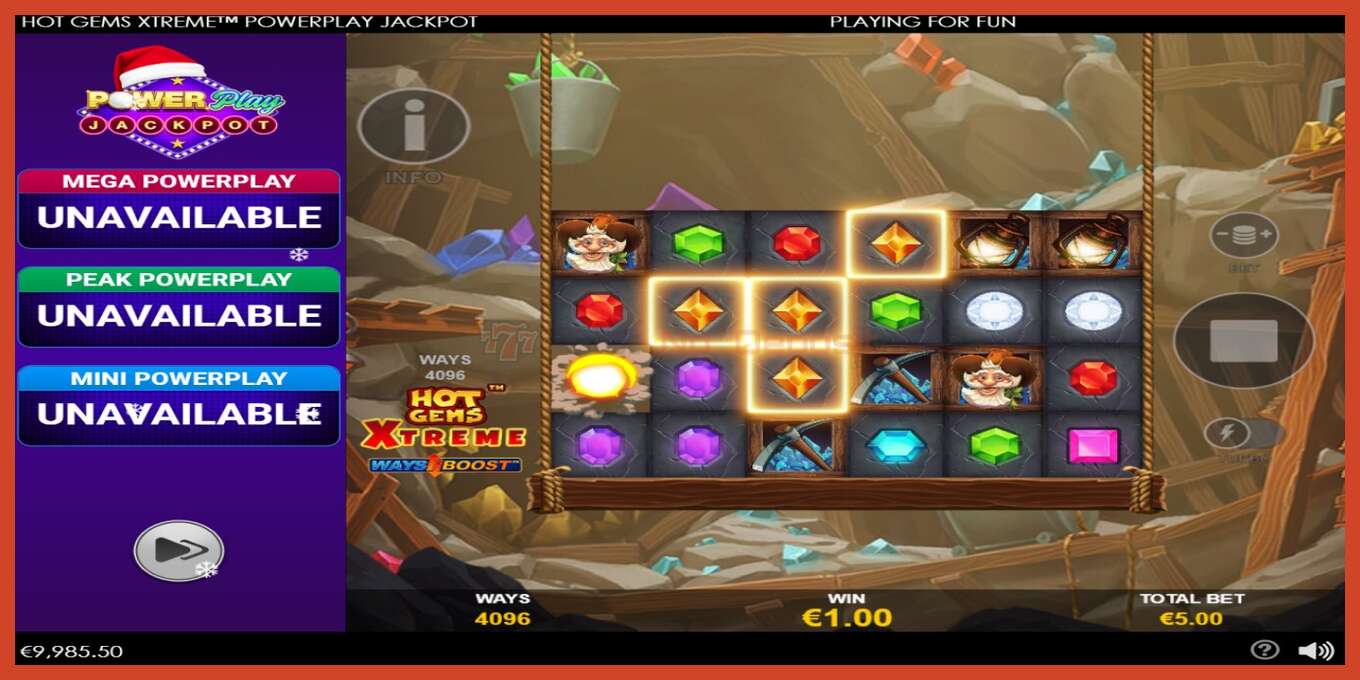 Slot screenshot: Hot Gems Xtreme PowerPlay Jackpot no deposit, number - 3