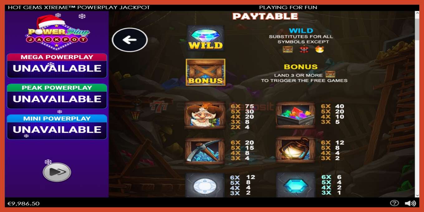 Slot screenshot: Hot Gems Xtreme PowerPlay Jackpot no deposit, number - 4