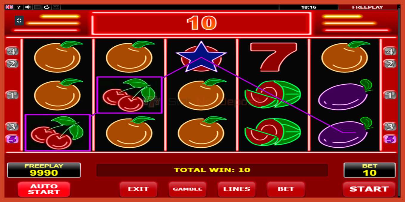 Slot screenshot: Hot Neon no deposit, number - 2