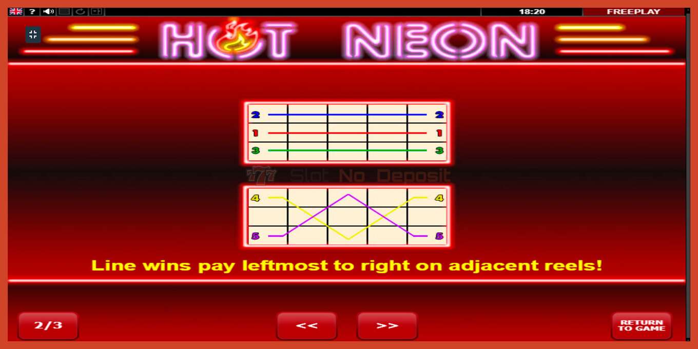 Slot screenshot: Hot Neon no deposit, number - 6