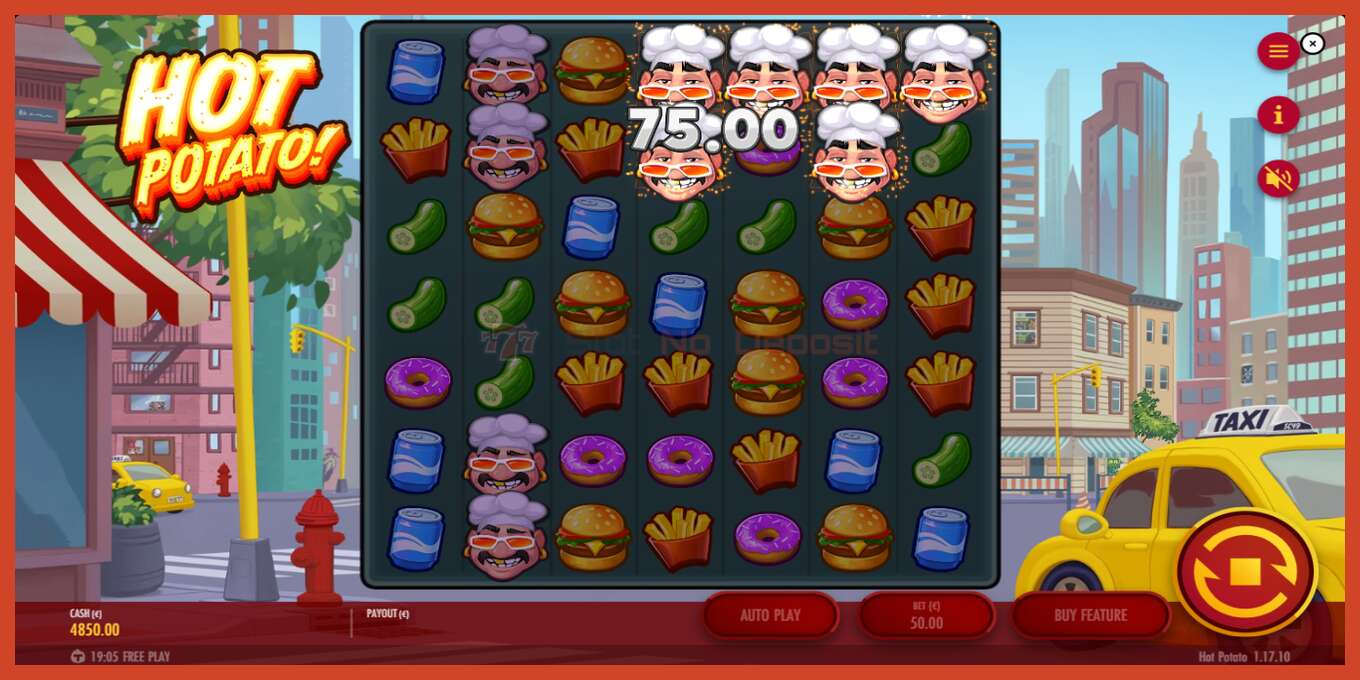 Tangkapan skrin slot: Hot Potato! tiada deposit, nombor - 3