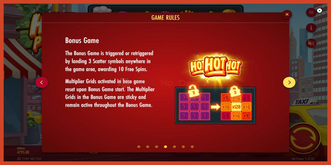 Tangkapan skrin slot: Hot Potato! tiada deposit, nombor - 6