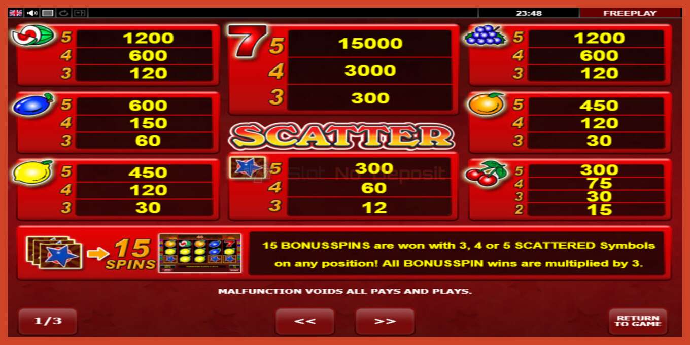 Slot screenshot: Hot Scatter no deposit, number - 5