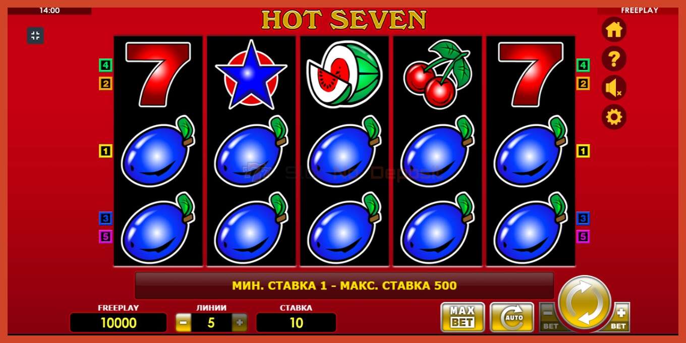 Slot screenshot: Hot Seven no deposit, number - 1