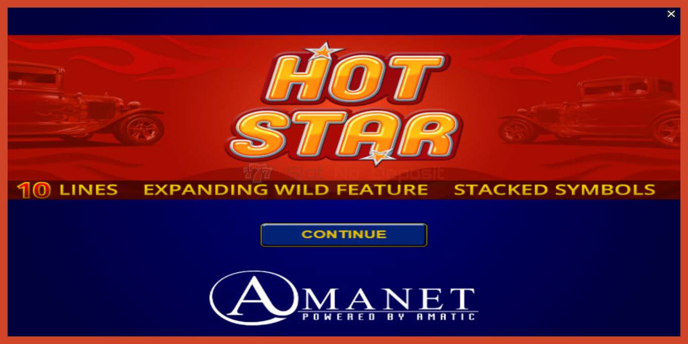 Slot screenshot: Hot Star no deposit, number - 1