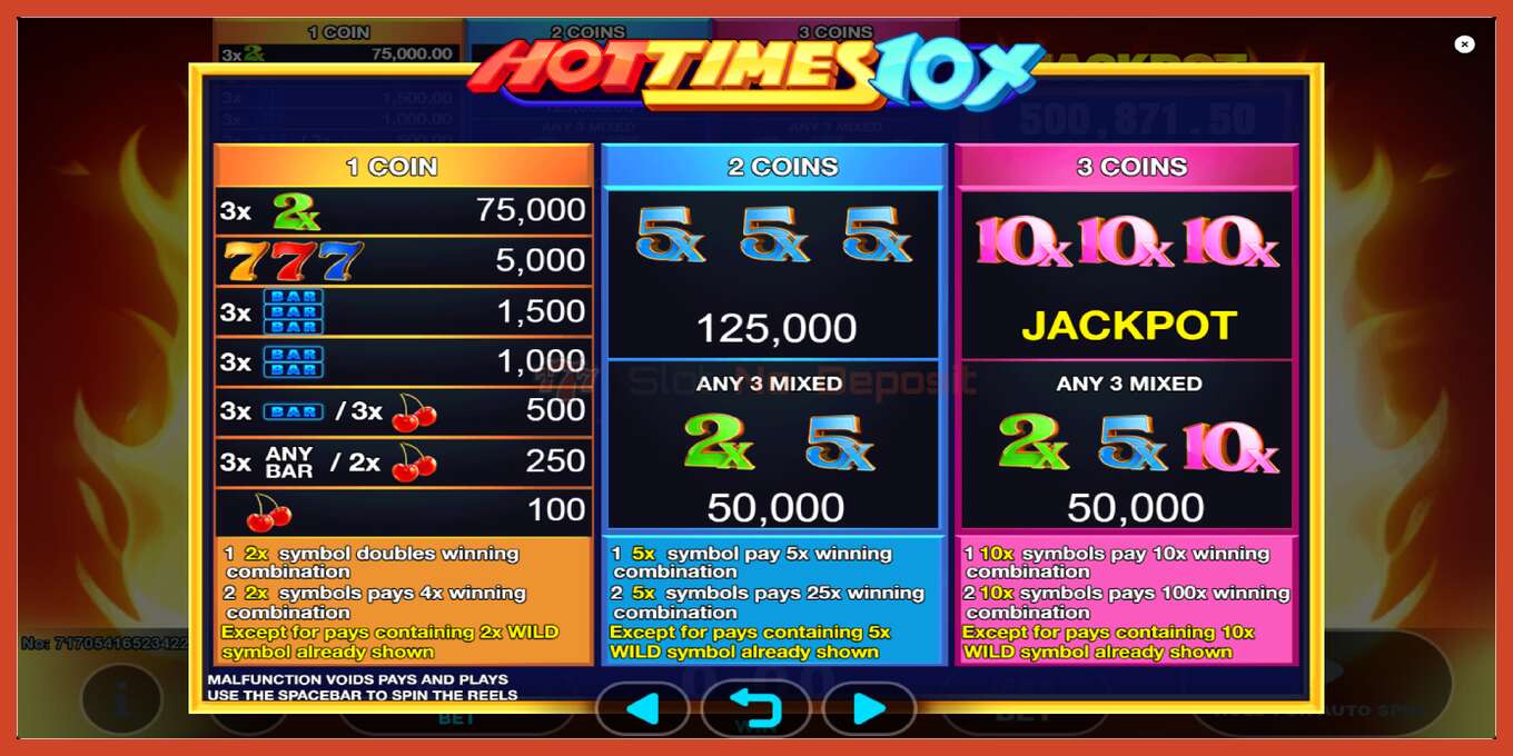 Captura de pantalla de la ranura: Hot Times 10x sin deposito, número - 5