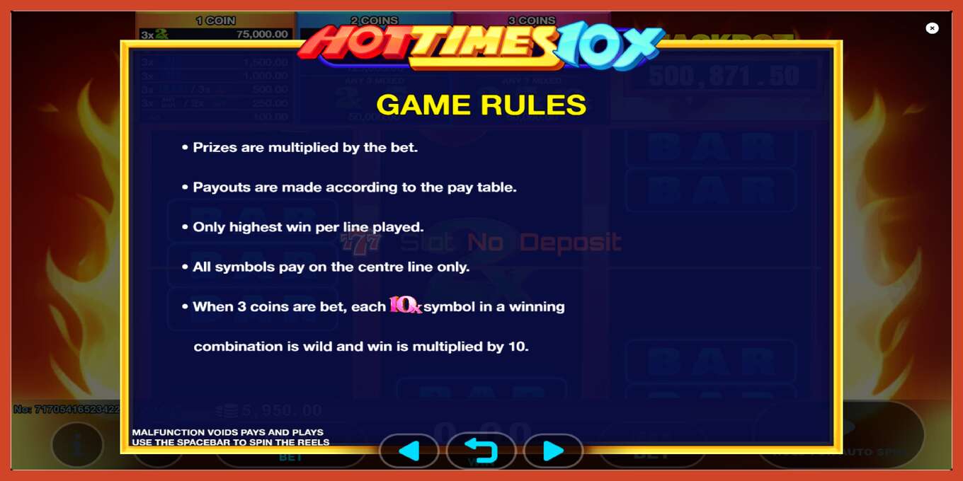 Captura de pantalla de la ranura: Hot Times 10x sin deposito, número - 6