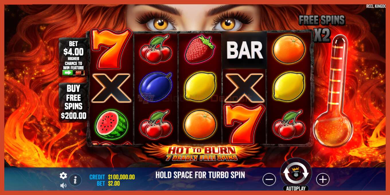 צילום מסך של חריץ: Hot to Burn - 7 Deadly Free Spins ללא פיקדון, מִספָּר - 2