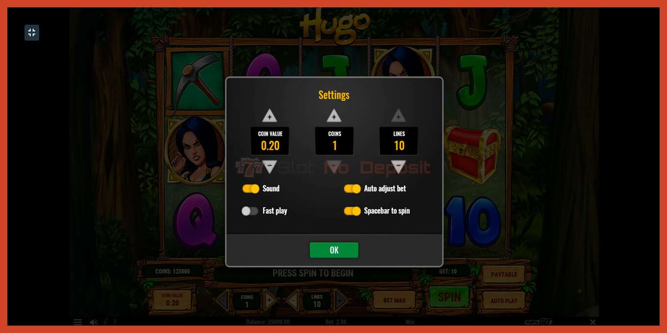 Slot screenshot: Hugo no deposit, number - 2