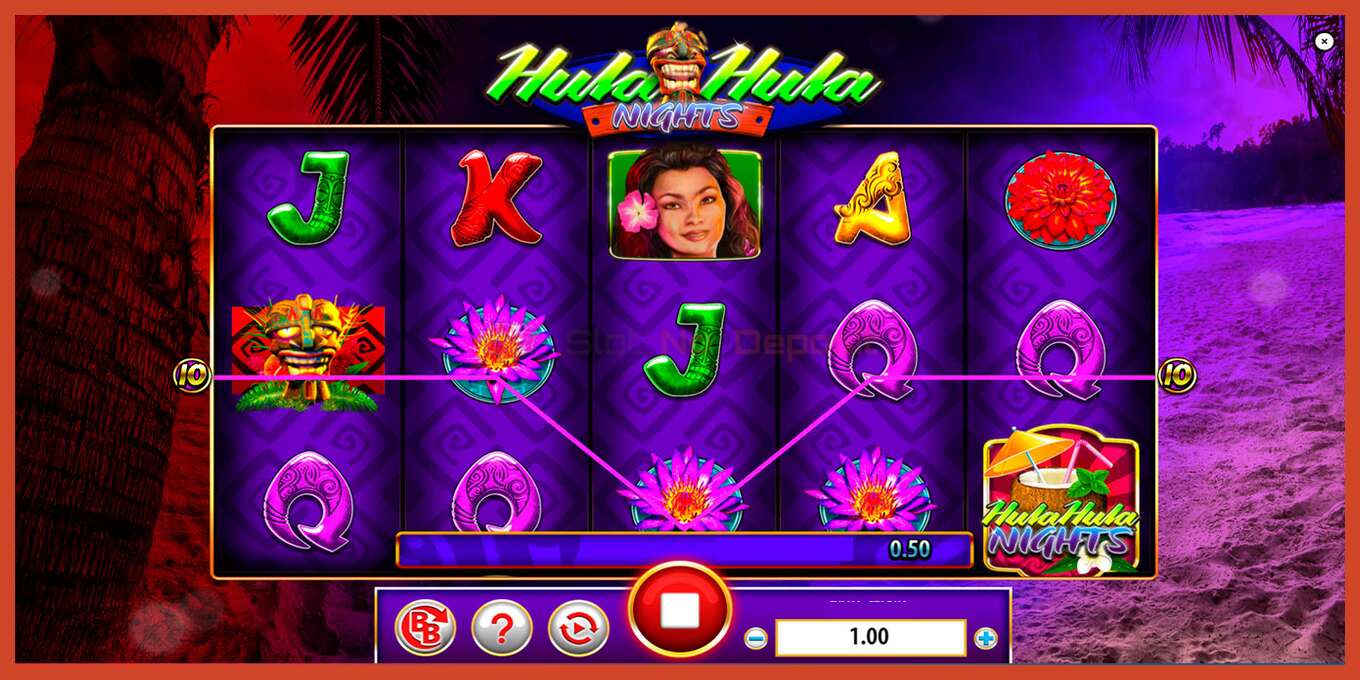 Slot скриншоту: Hula Hula Nights депозит жок, саны - 3