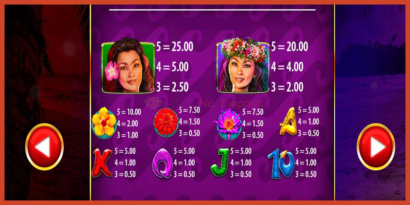 Slot скриншоту: Hula Hula Nights депозит жок, саны - 6