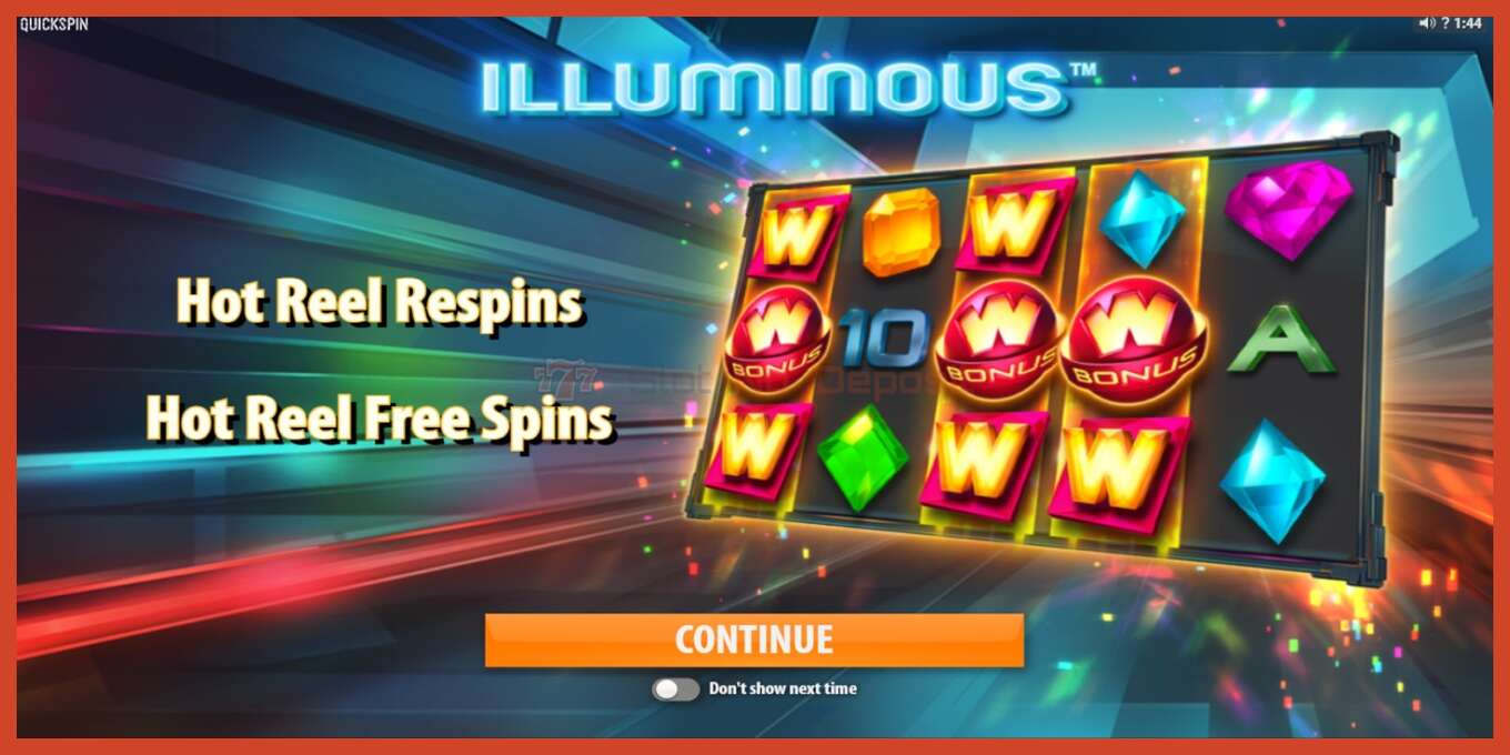 Tangkapan layar slot: Illuminous tidak ada setoran, nomor - 1