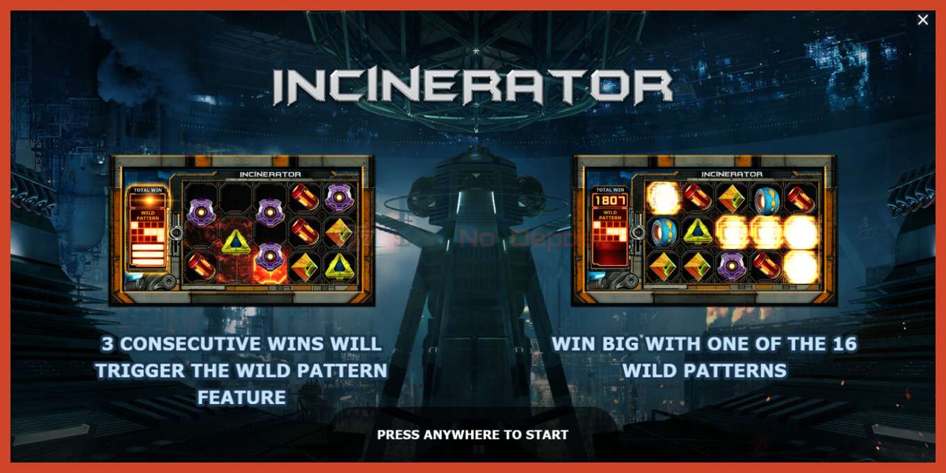 Slot screenshot: Incinerator no deposit, number - 1