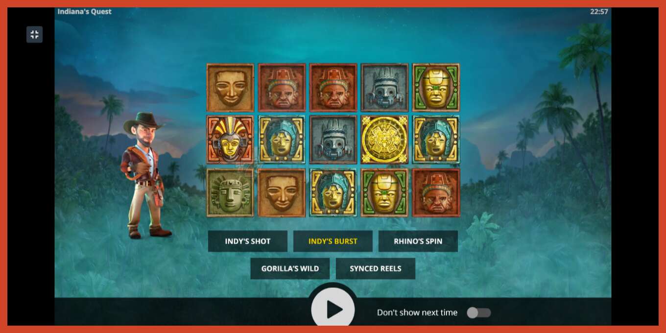 Slot screenshot: Indiana’s Quest no deposit, number - 1