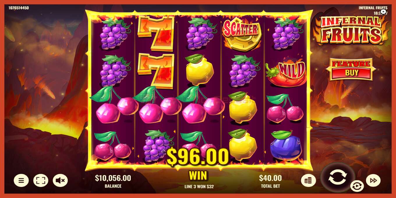 Slot screenshot: Infernal Fruits bez depozita, broj - 3