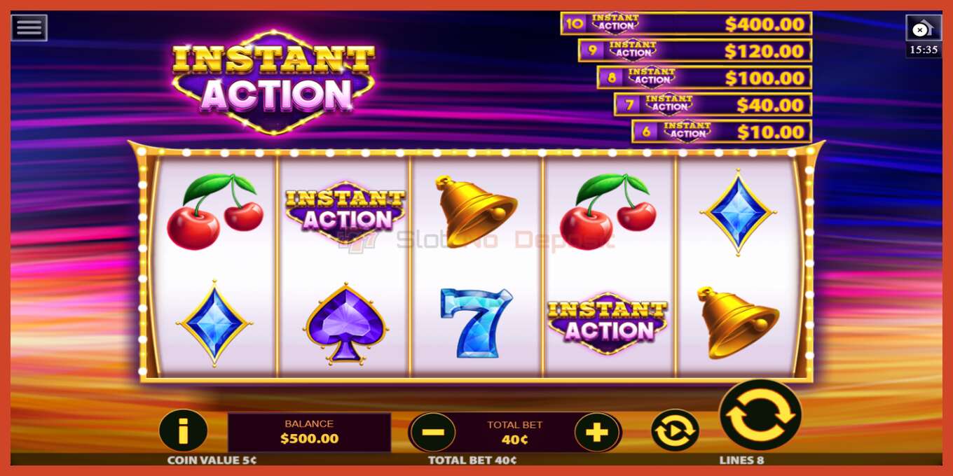 Slot screenshot: Instant Action no deposit, number - 1