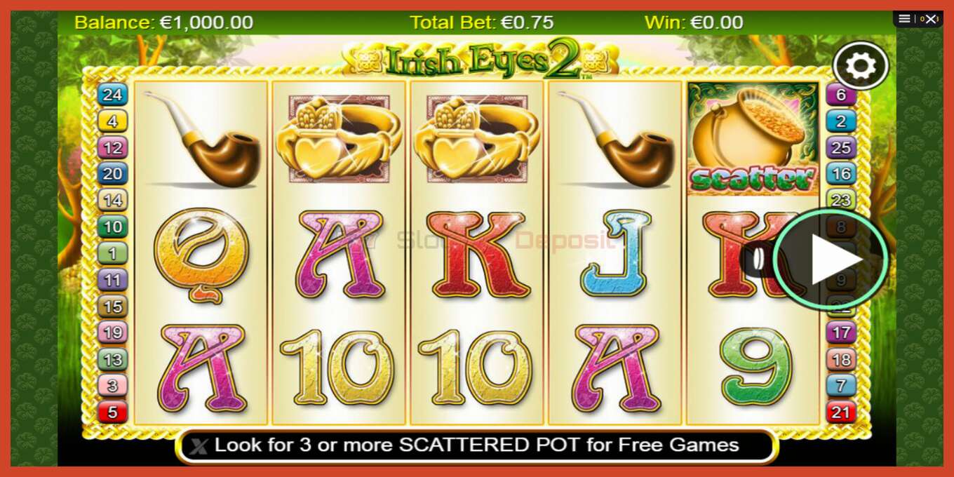 Slot screenshot: Irish Eyes 2 no deposit, number - 1