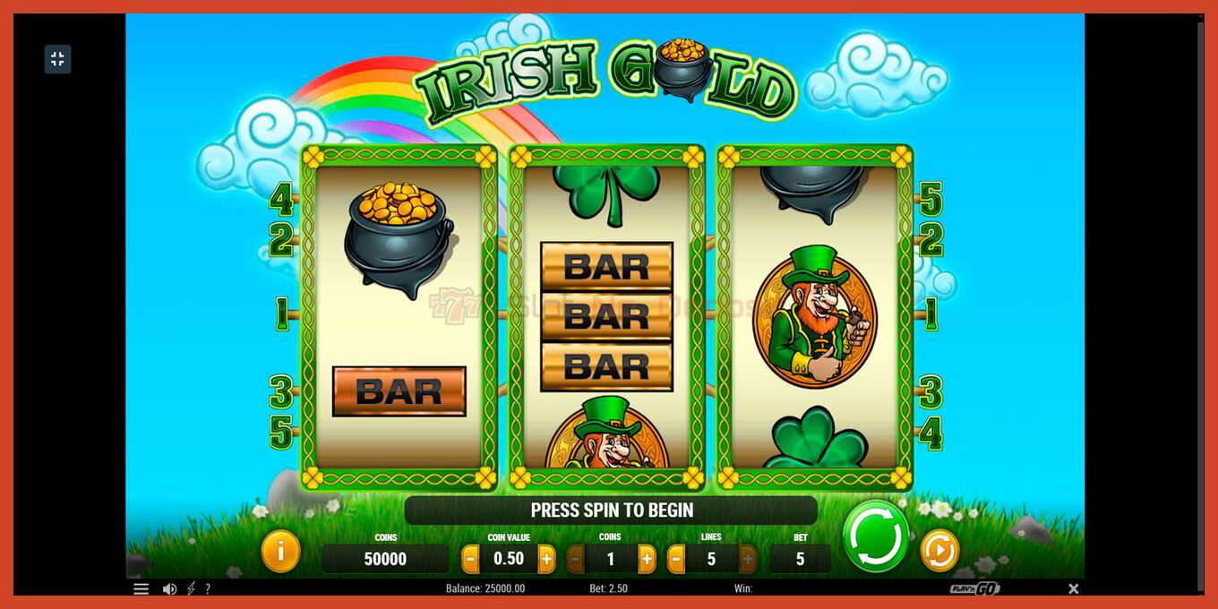 Slot screenshot: Irish Gold no deposit, number - 1