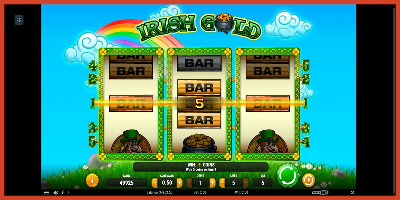 Slot screenshot: Irish Gold no deposit, number - 2