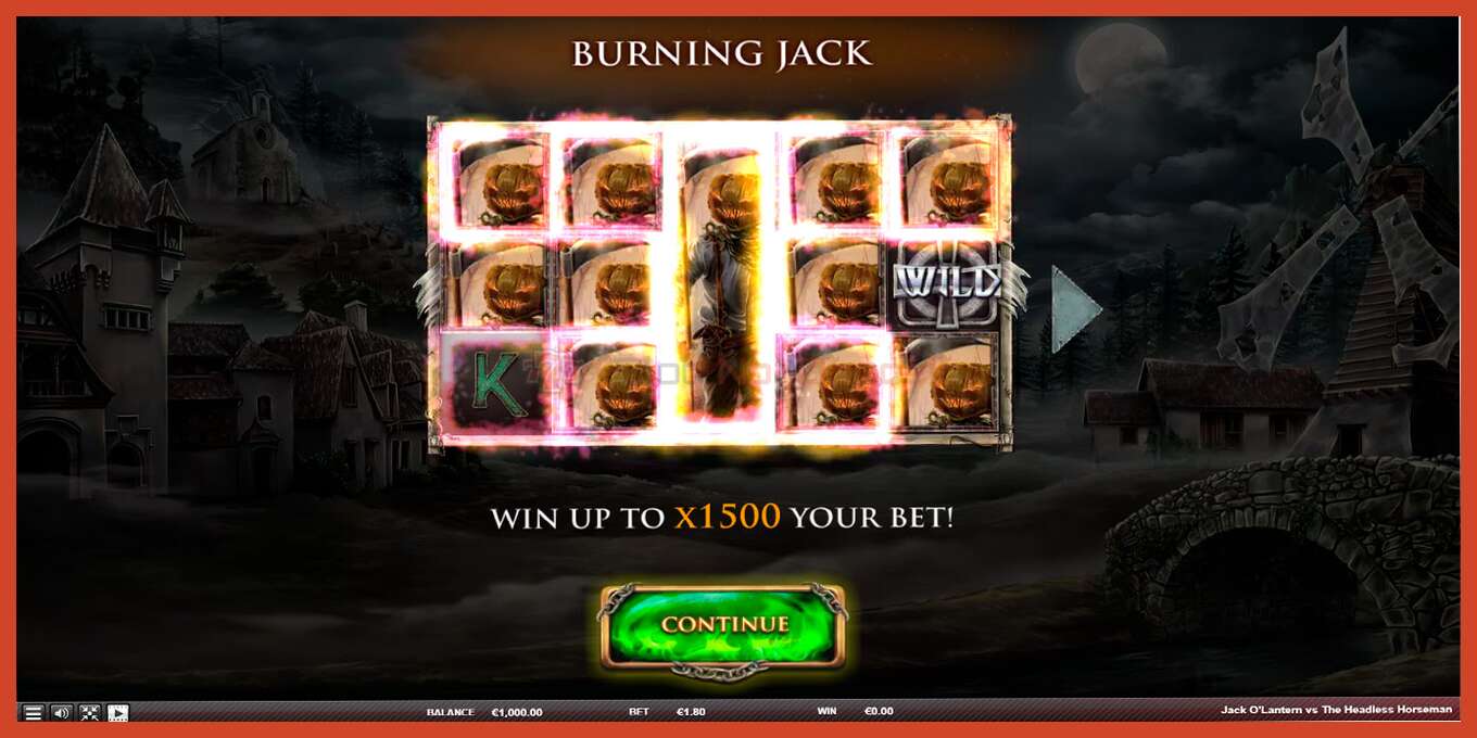 Slot screenshot: Jack OLantern Vs the Headless Horseman no deposit, number - 1