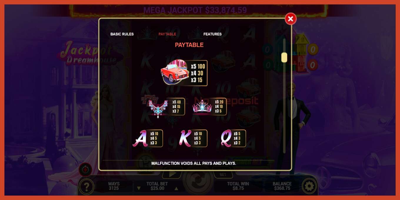 Schermafbeelding van slot: Jackpot Dreamhouse geen aanbetaling, nummer - 5