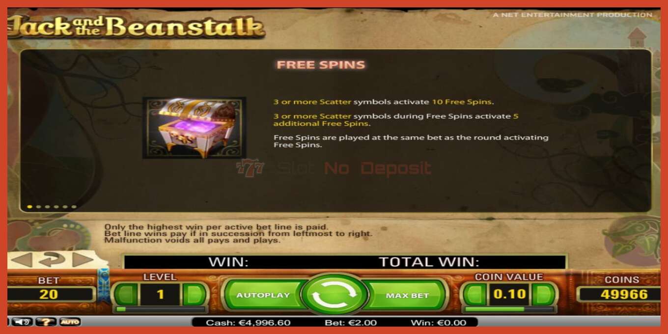 Slot screenshot: Jack’s Beanstalk no deposit, number - 5