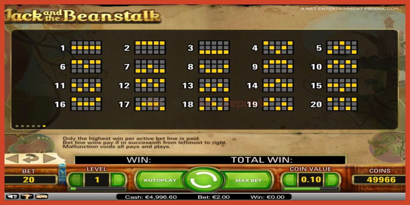 Slot screenshot: Jack’s Beanstalk no deposit, number - 7