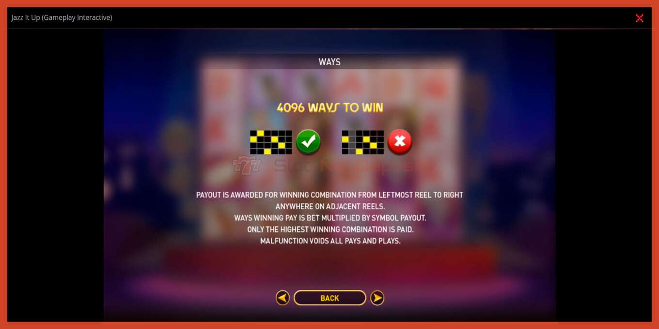 Slot screenshot: Jazz It Up no deposit, number - 7