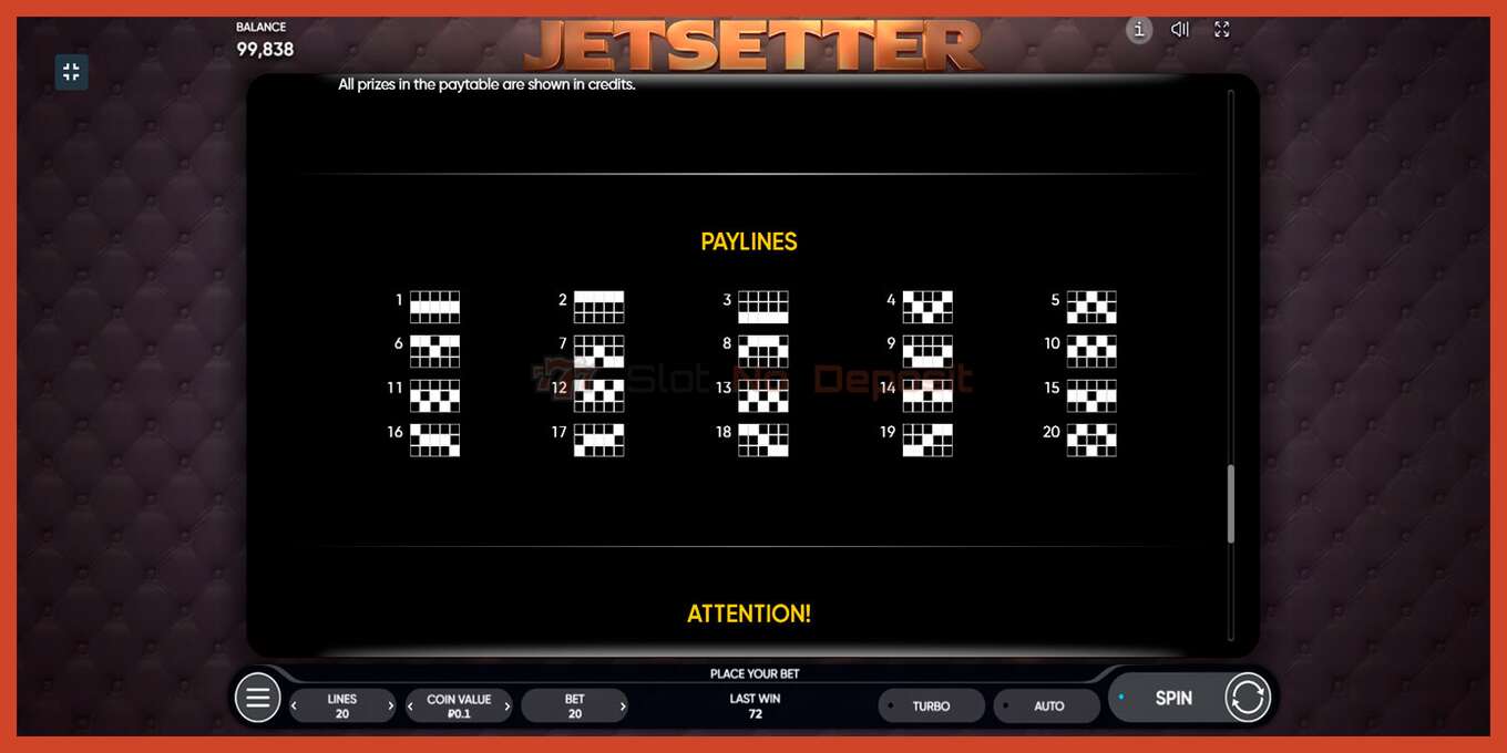 Slot screenshot: Jetsetter no deposit, number - 7