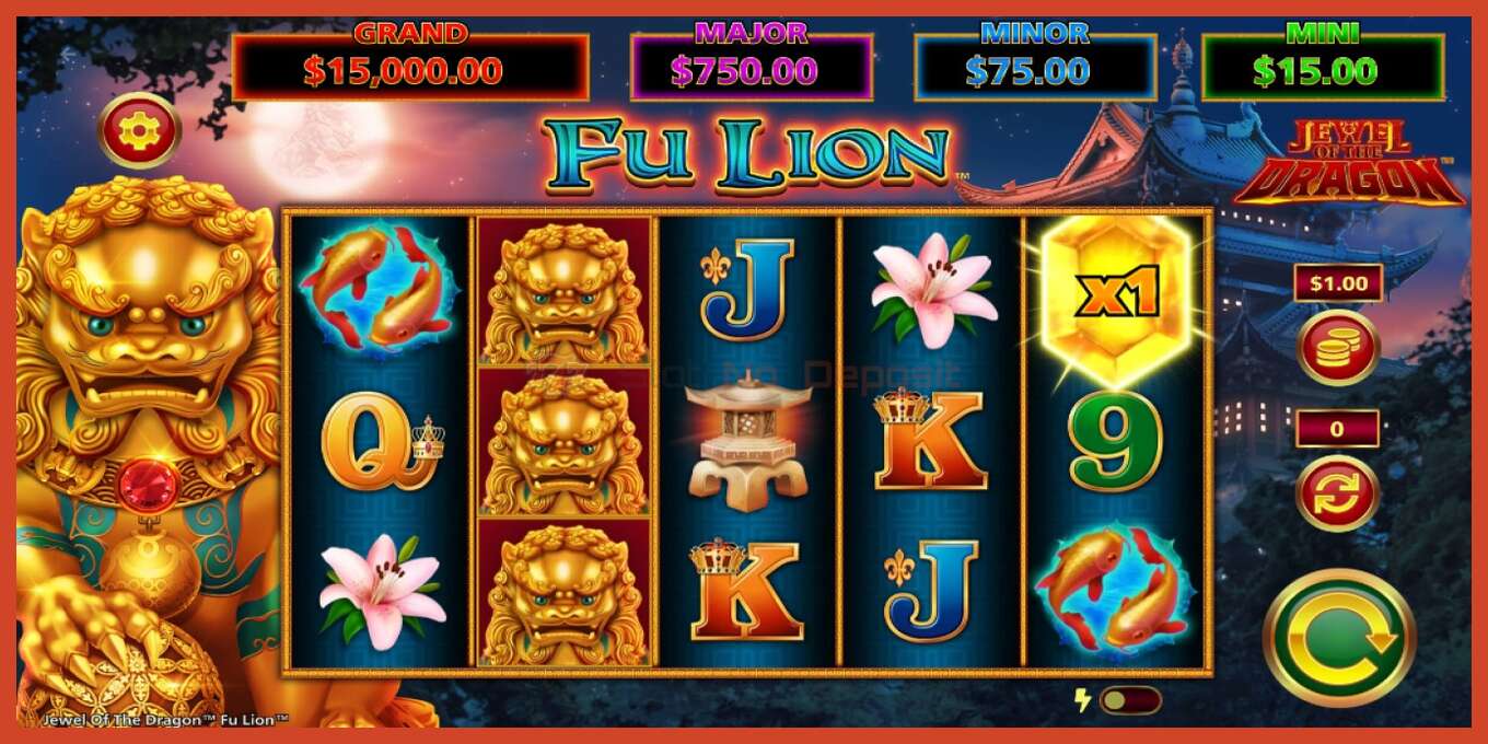 Slot screenshot: Jewel of the Dragon Fu Lion no deposit, number - 1