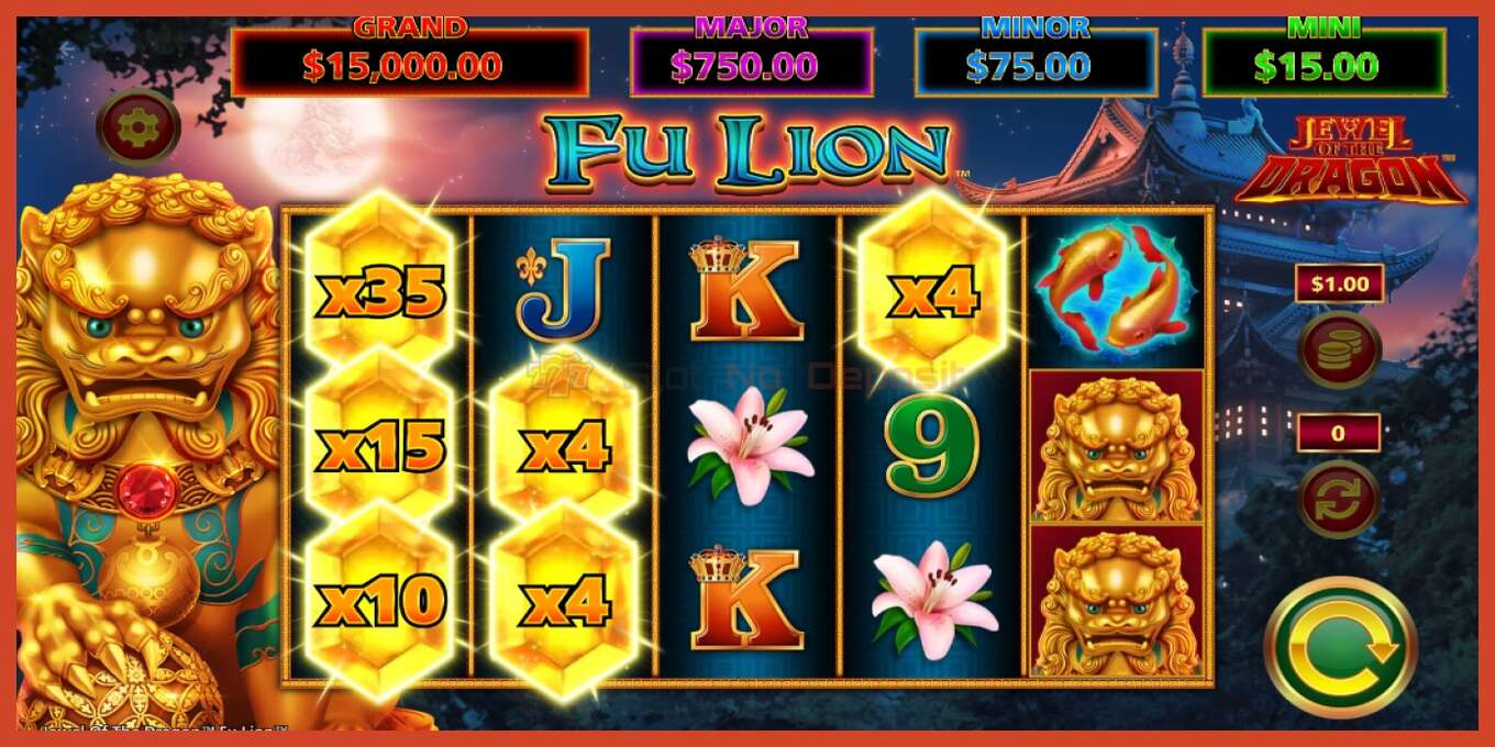 Slot screenshot: Jewel of the Dragon Fu Lion no deposit, number - 2