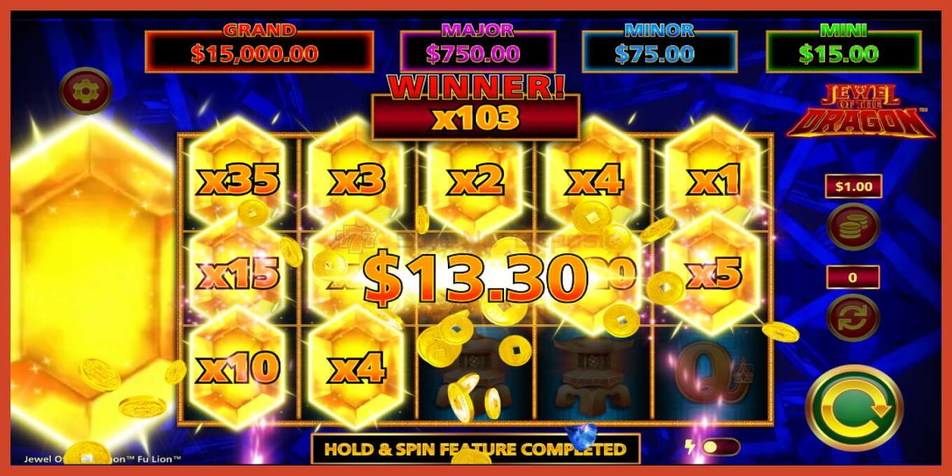 Slot screenshot: Jewel of the Dragon Fu Lion no deposit, number - 5