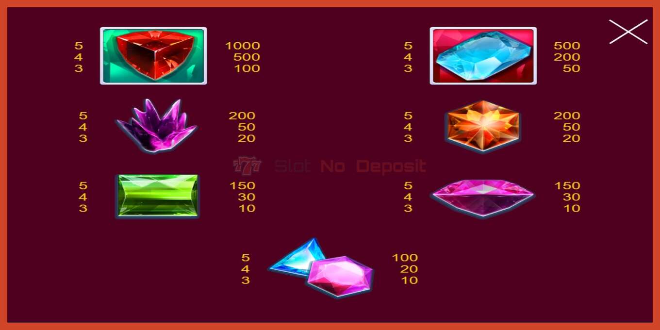 Slot screenshot: Jewels no deposit, number - 1