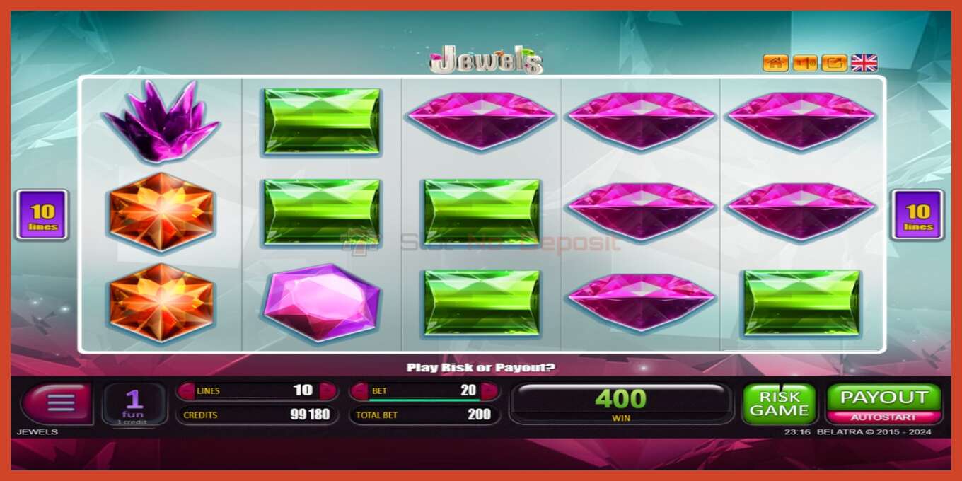 Slot screenshot: Jewels no deposit, number - 6