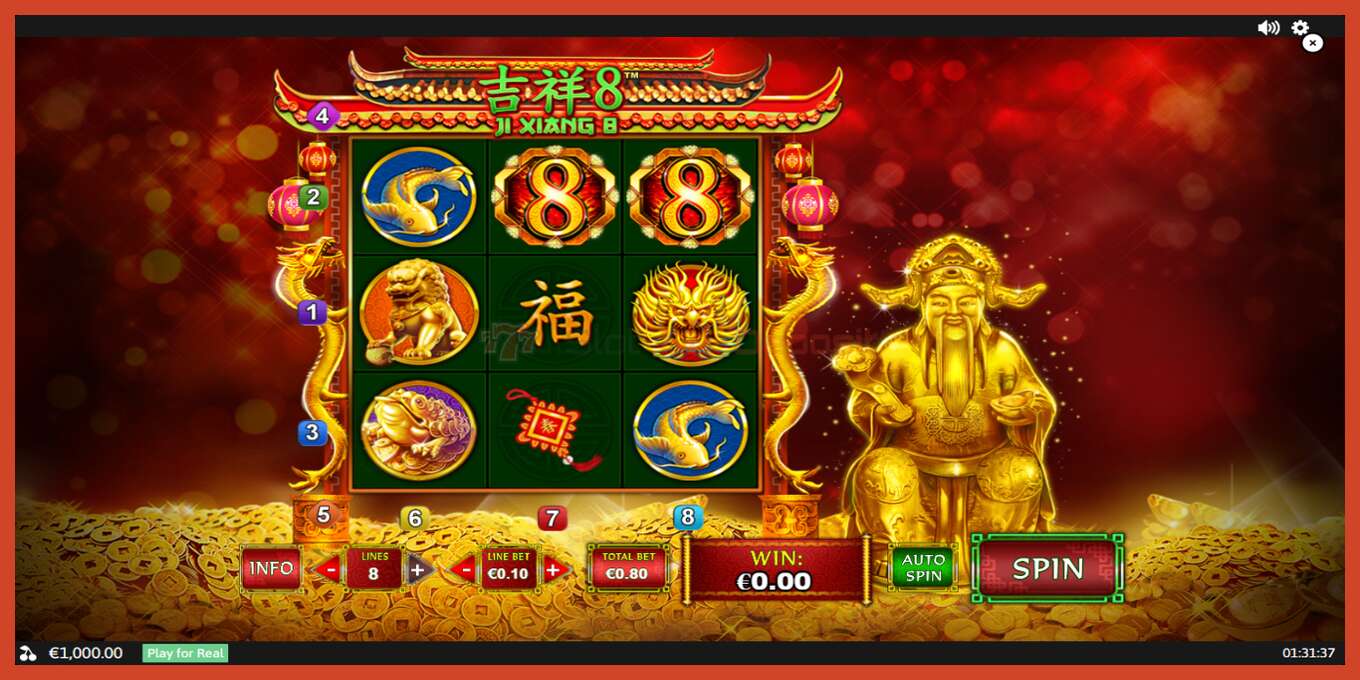 Slot screenshot: Ji Xiang 8 no deposit, number - 1