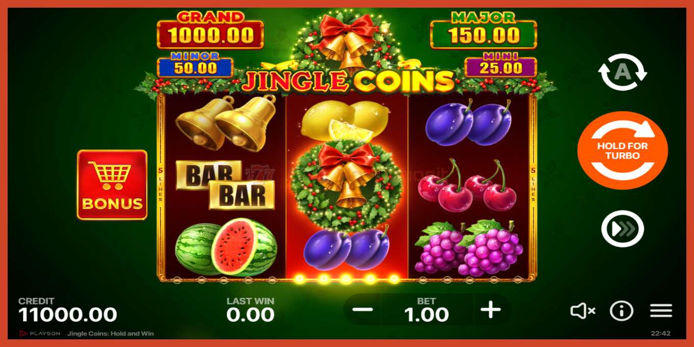 Slotin kuvakaappaus: Jingle Coins ei talletusta, määrä - 2