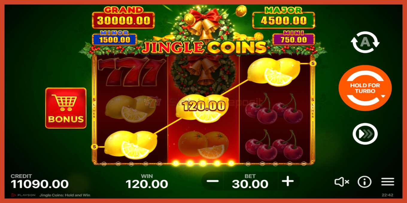 Slotin kuvakaappaus: Jingle Coins ei talletusta, määrä - 3