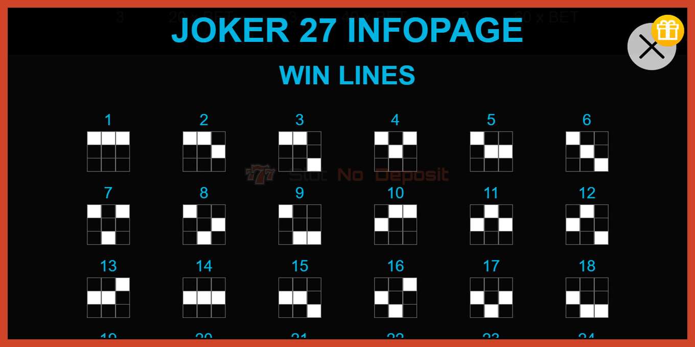 Slota ekrānuzņēmums: Joker 27 nav depozīta, numuru - 3