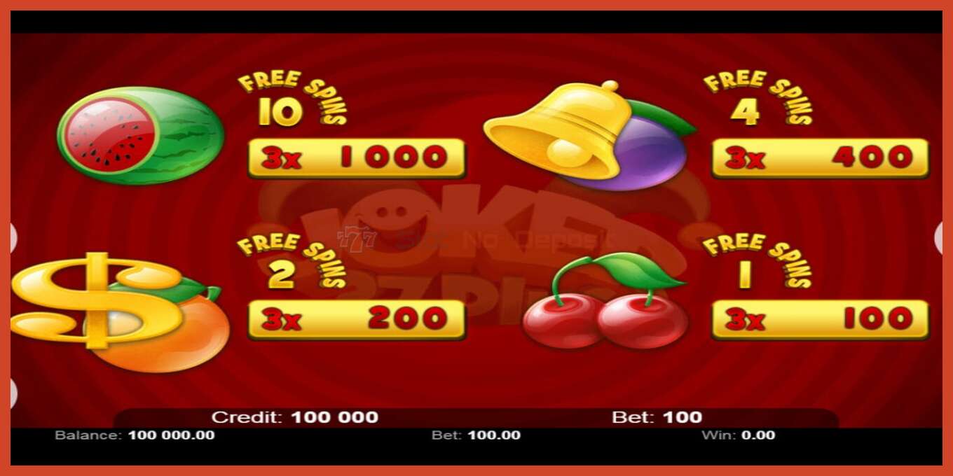 Slot screenshot: Joker 27 Plus no deposit, number - 3