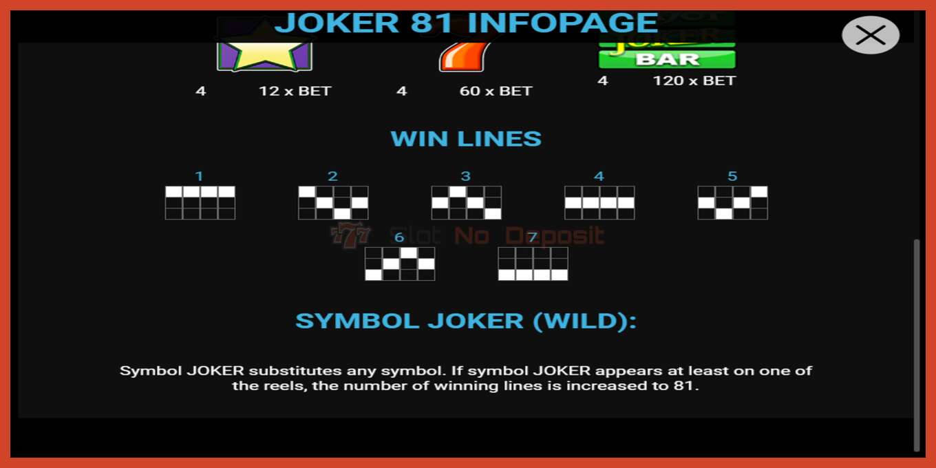 Снимак екрана слота: Joker 81 без депозита, број - 4