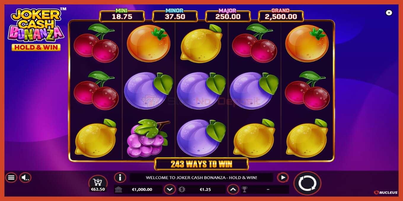 Pamja e ekranit të slotit: Joker Cash Bonanza - Hold & Win pa depozitë, numri - 1