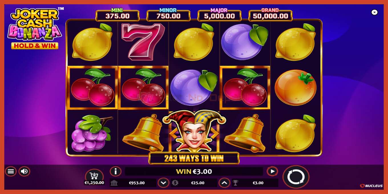 Pamja e ekranit të slotit: Joker Cash Bonanza - Hold & Win pa depozitë, numri - 2