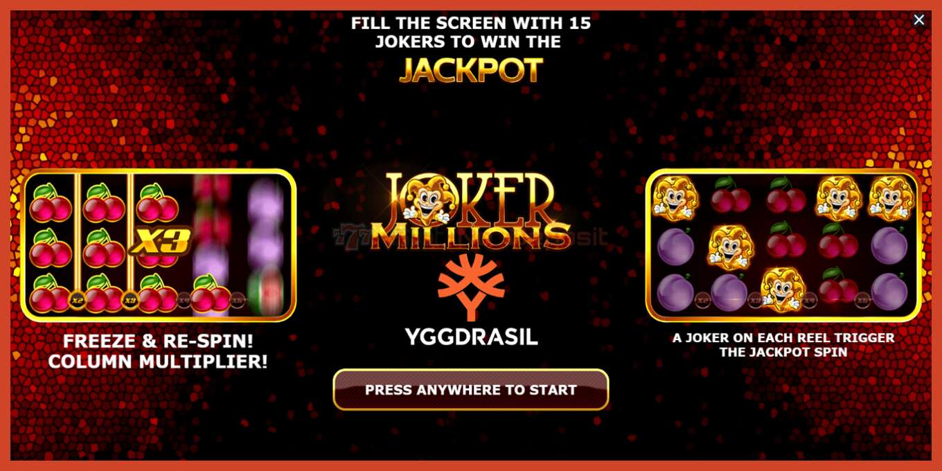 Slot screenshot: Joker Millions bez depozita, broj - 1