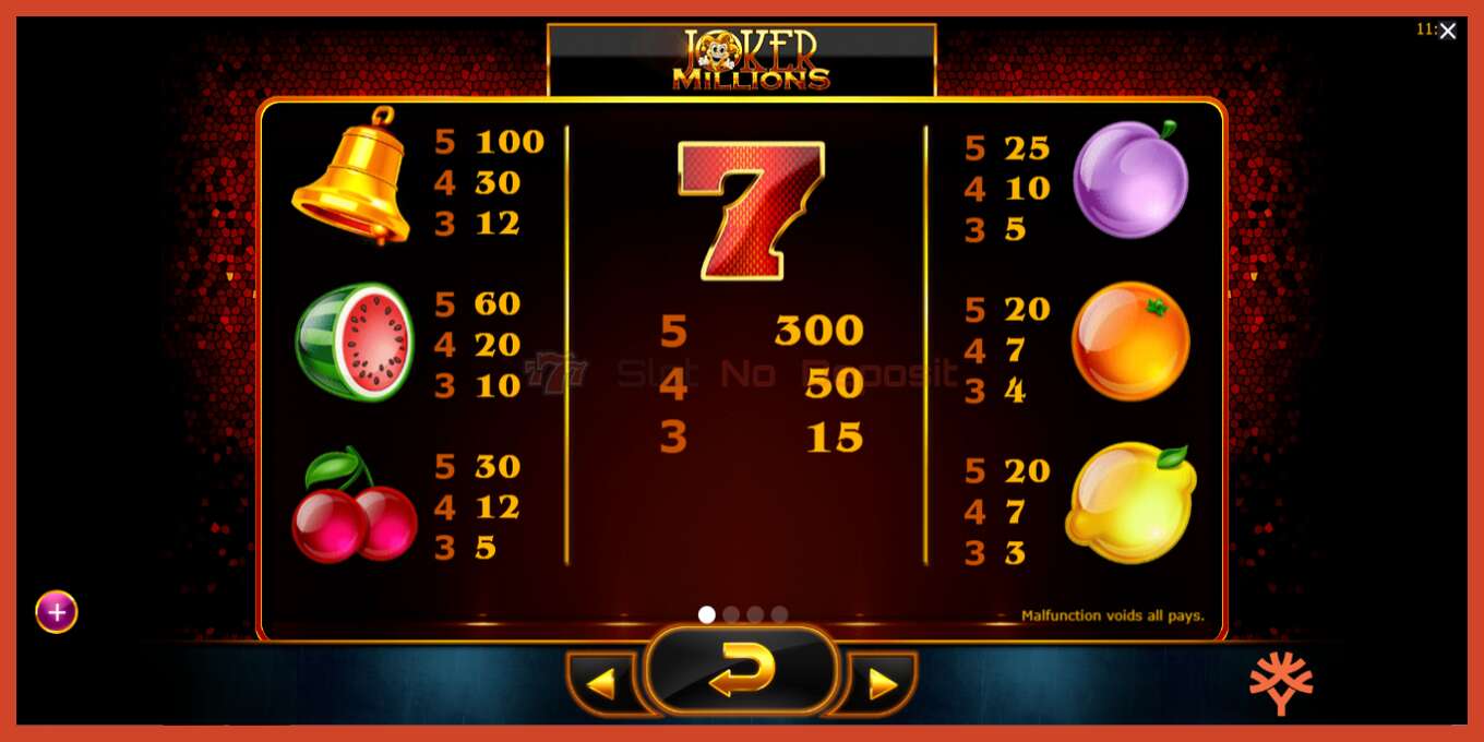 Slot screenshot: Joker Millions bez depozita, broj - 5