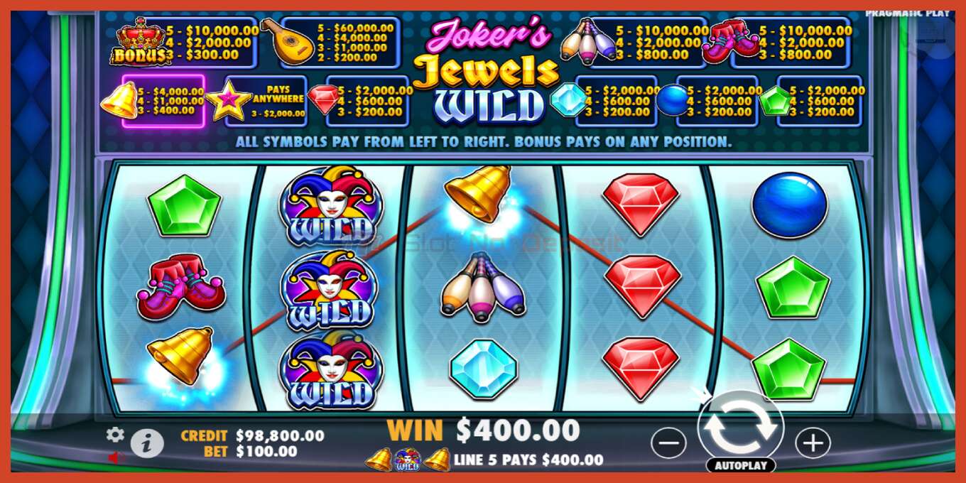 Slot skrinshoti: Jokers Jewels Wild depozit yoq, raqam - 2