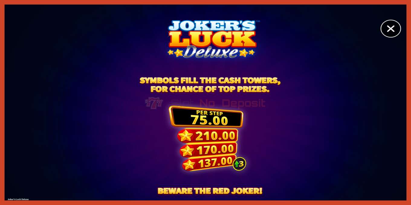 Slot skærmbillede: Jokers Luck Deluxe intet depositum, antal - 5