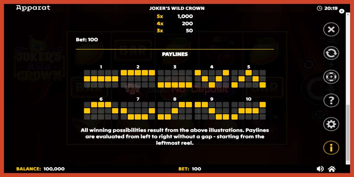 Slot screenshot: Jokers Wild Crown Diamond Treasures bez depozita, broj - 7