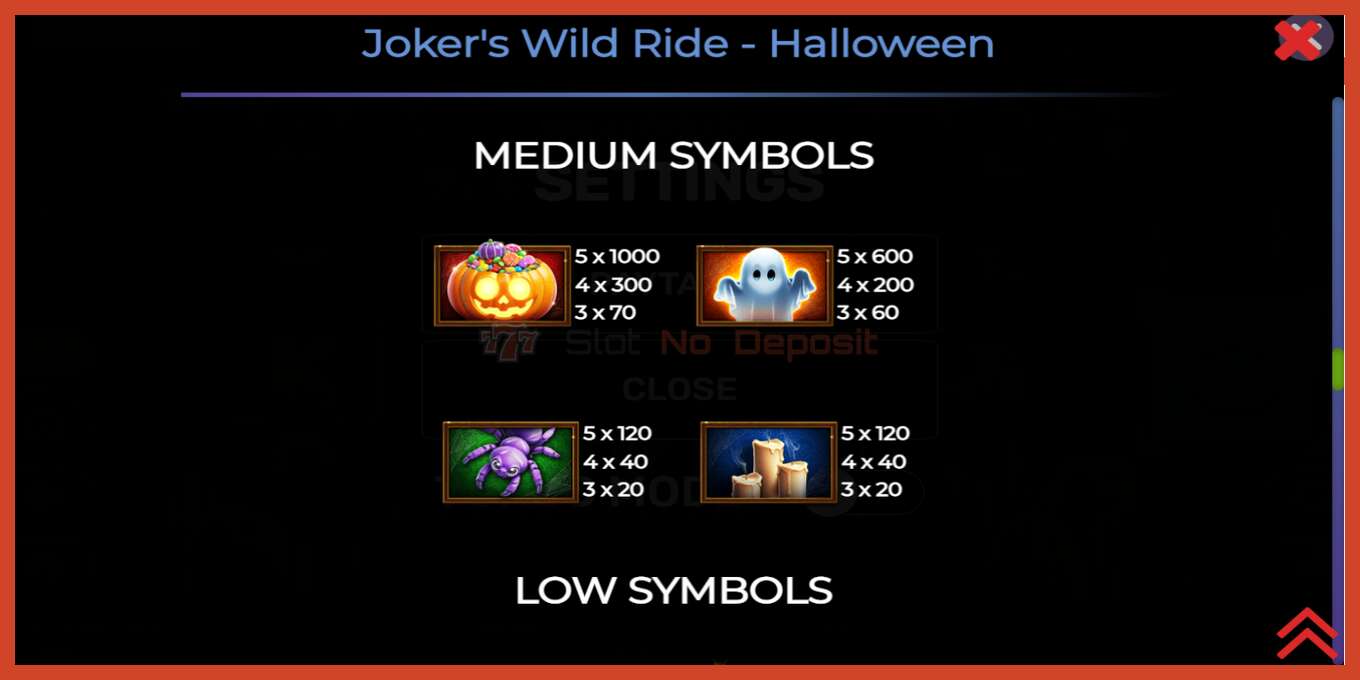 Captură de ecran pentru slot: Jokers Wild Ride Halloween fara depozit, număr - 5