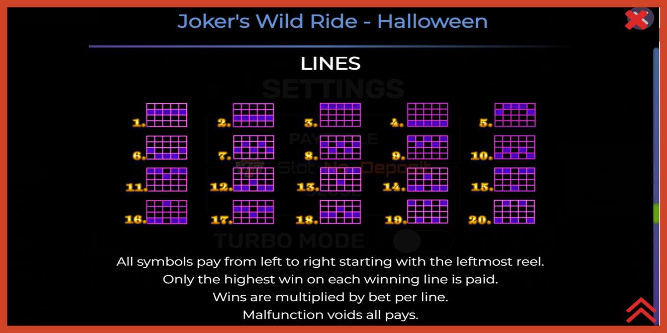 Captură de ecran pentru slot: Jokers Wild Ride Halloween fara depozit, număr - 7